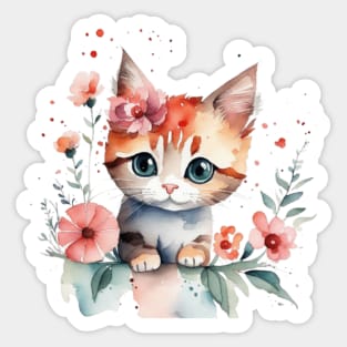 cute floral kitten Sticker